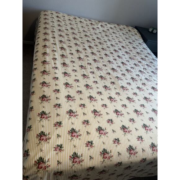 Vintage Ralph Lauren SOPHIE BROOKE King Duvet Yellow Floral/ Striped & 2 Shams - Picture 12 of 16